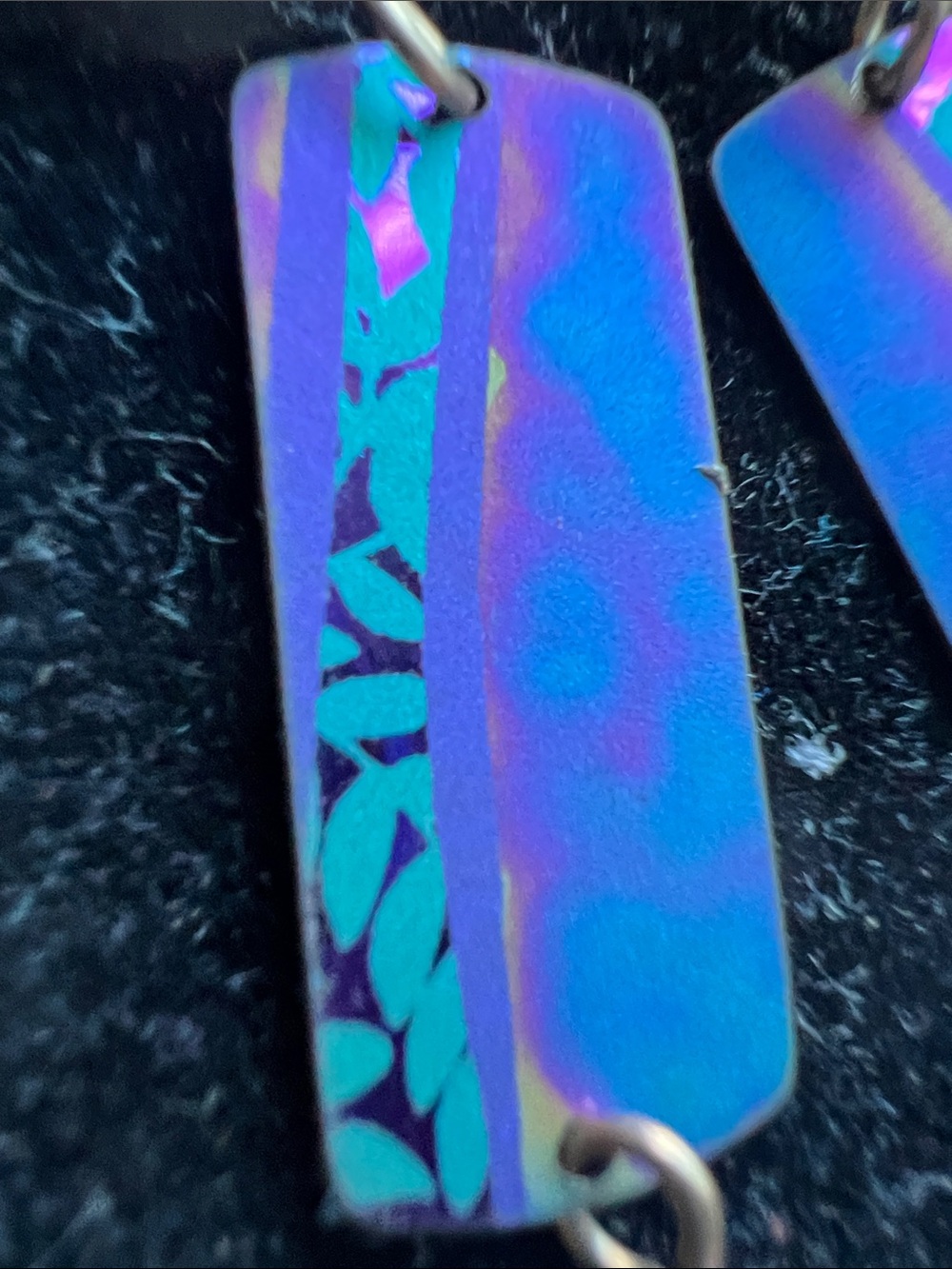 Holly Yashi Blue-Purple Dangle Earrings with Turquoise Accents - Picture 4 of 4
